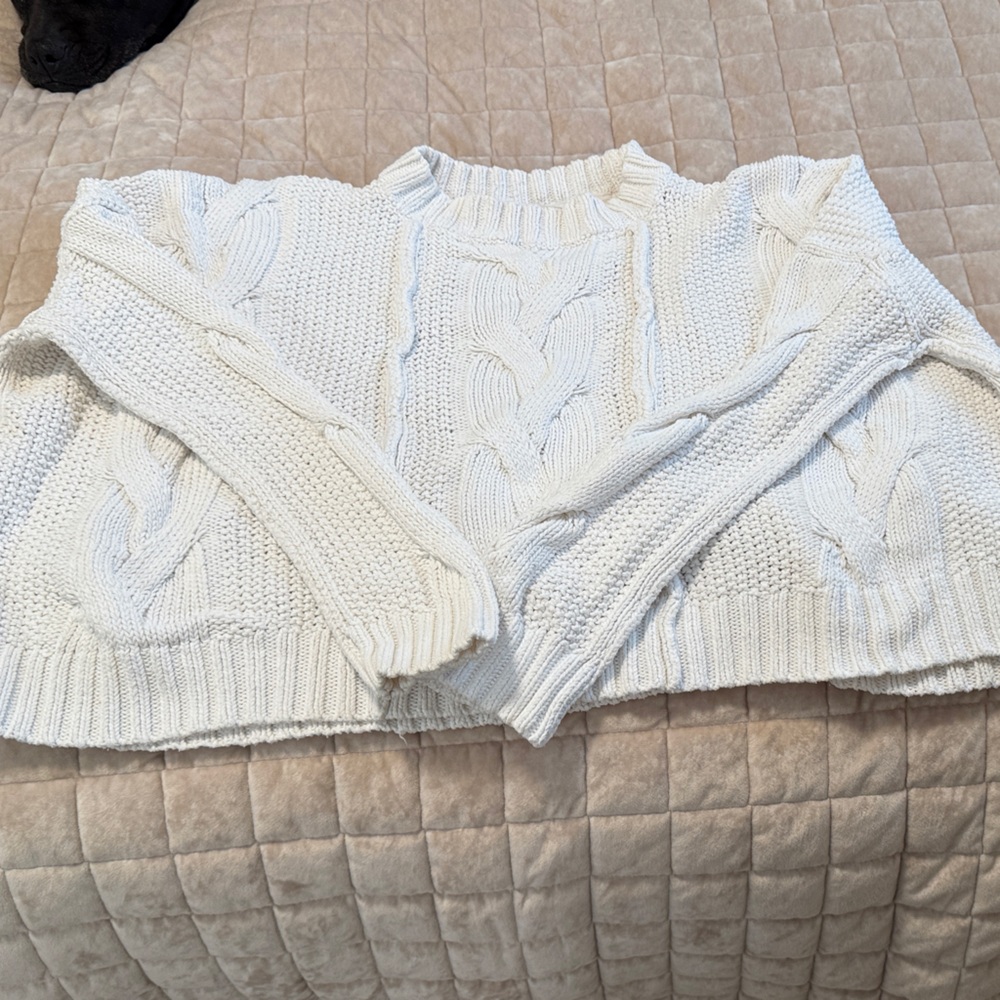 We The Free White Cable Knit Sweater